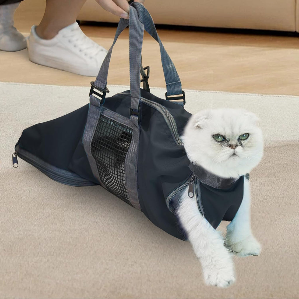 Cinf Cat Nail Clipping Cleaning Grooming Restraint Bag No Scratching Biting for Bathing Nail Trimming Injecting Examining(Blue,M) - Image 15