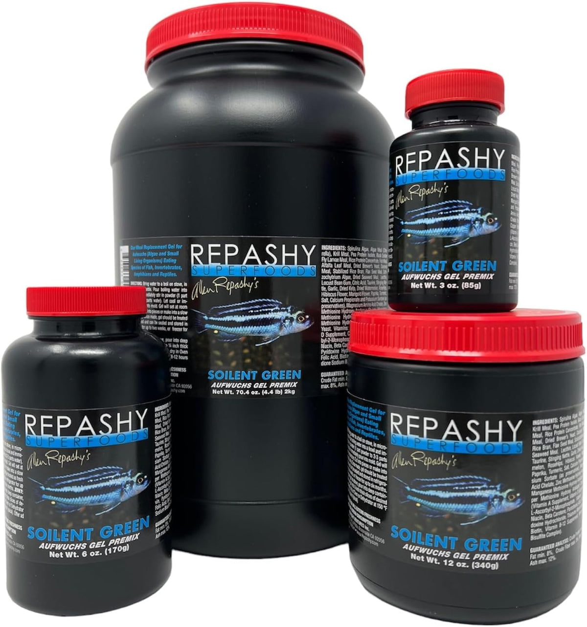Repashy Soilent Green gel fish food jar label details and product packaging
