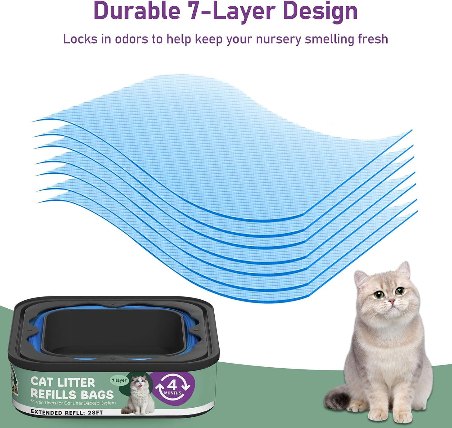 Close up look at the durable multi layer material of the Lisyee pet waste pail refills.