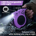 Cosowo 16ft automatic leash with led light for night walks