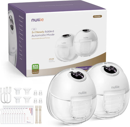 Nuliie S32 wearable hands-free electric breast pump white front view