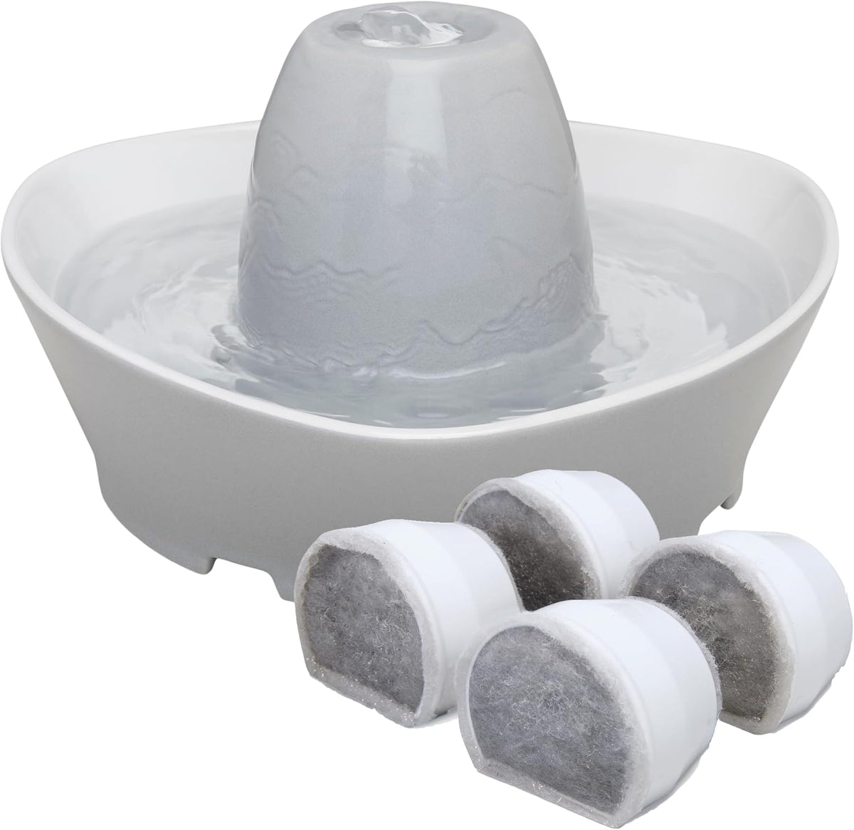 PetSafe Ceramic Pet Fountain - for Cats and Small Dogs - 60 Oz Water Capacity - Whisper-Quiet Water Flow - Great for Shy or Timid Pets - Fresh, Filtered Water - Image 11