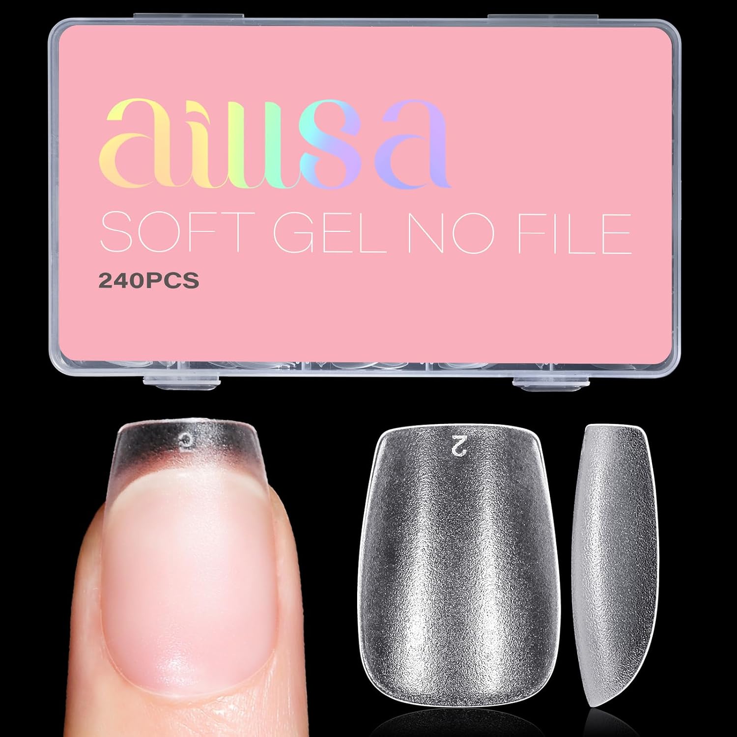 Aillsa extra short coffin nail tips kit front view