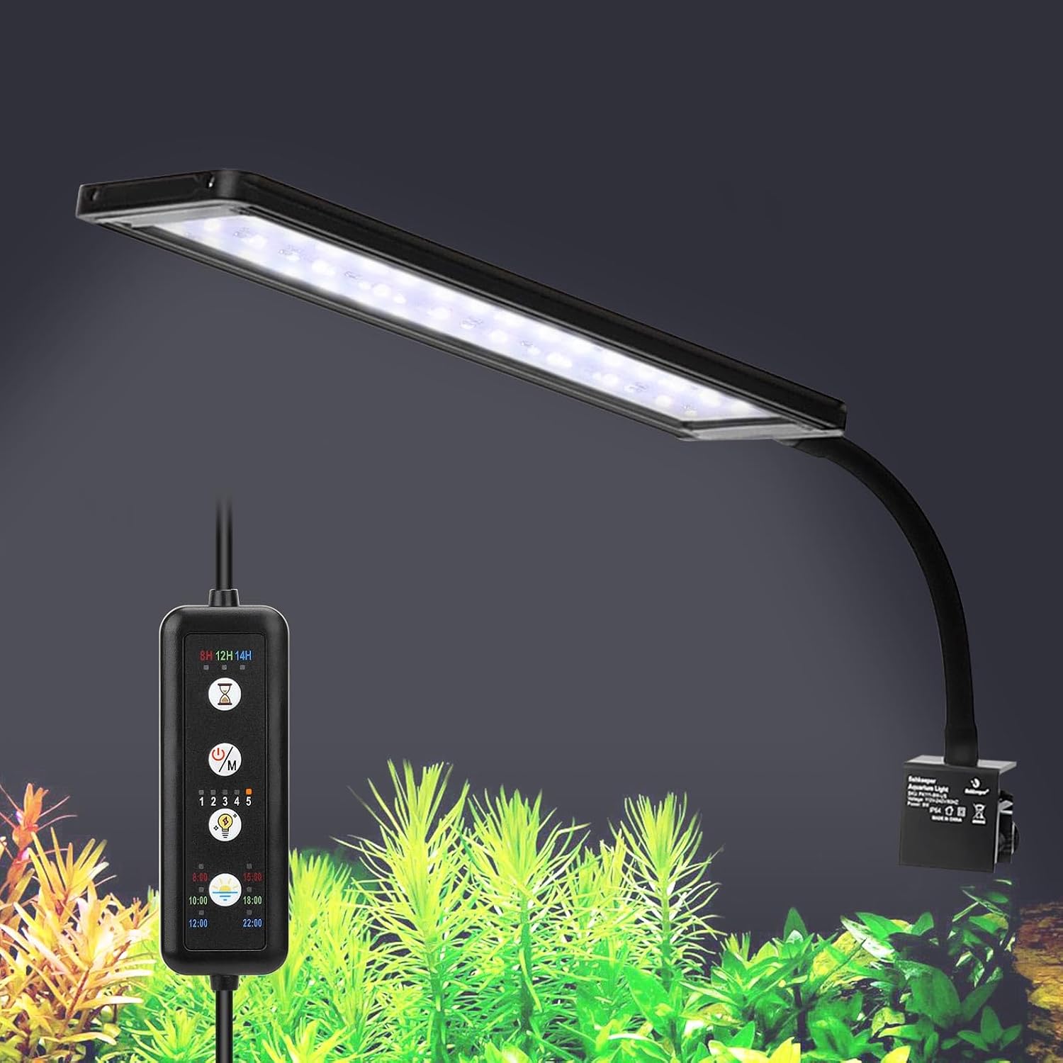 fishkeeper Clip On Aquarium LED Light, 24/7 Mode Full Spectrum Fish Tank Light with Timer, Adjustable 8 Color / 5 Brightness Simulate Sunrise-Day-Sunset-Moon for 7.87-12.99 inch Planted Tank 9W - Image 9