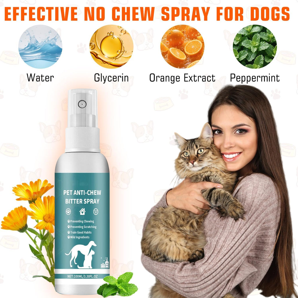 Natural bitter apple deterrent spray for dogs and cats