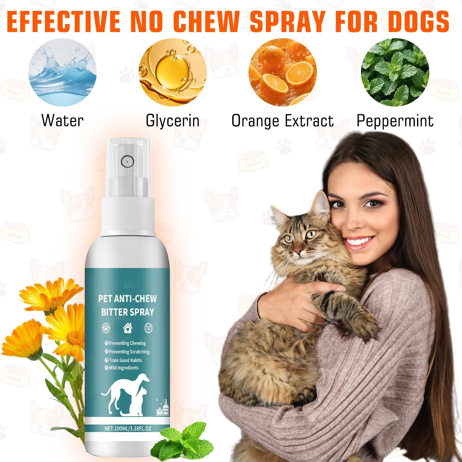Natural bitter apple deterrent spray for dogs and cats
