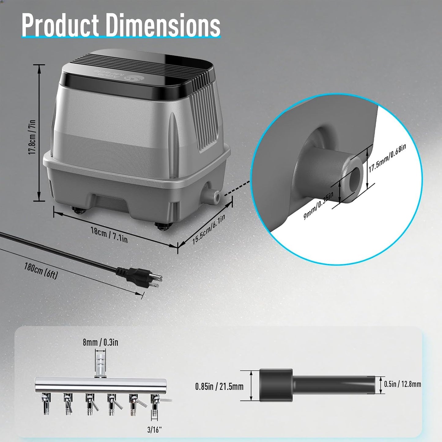 Vibration absorbing silicone feet of AquaMiracle air pump