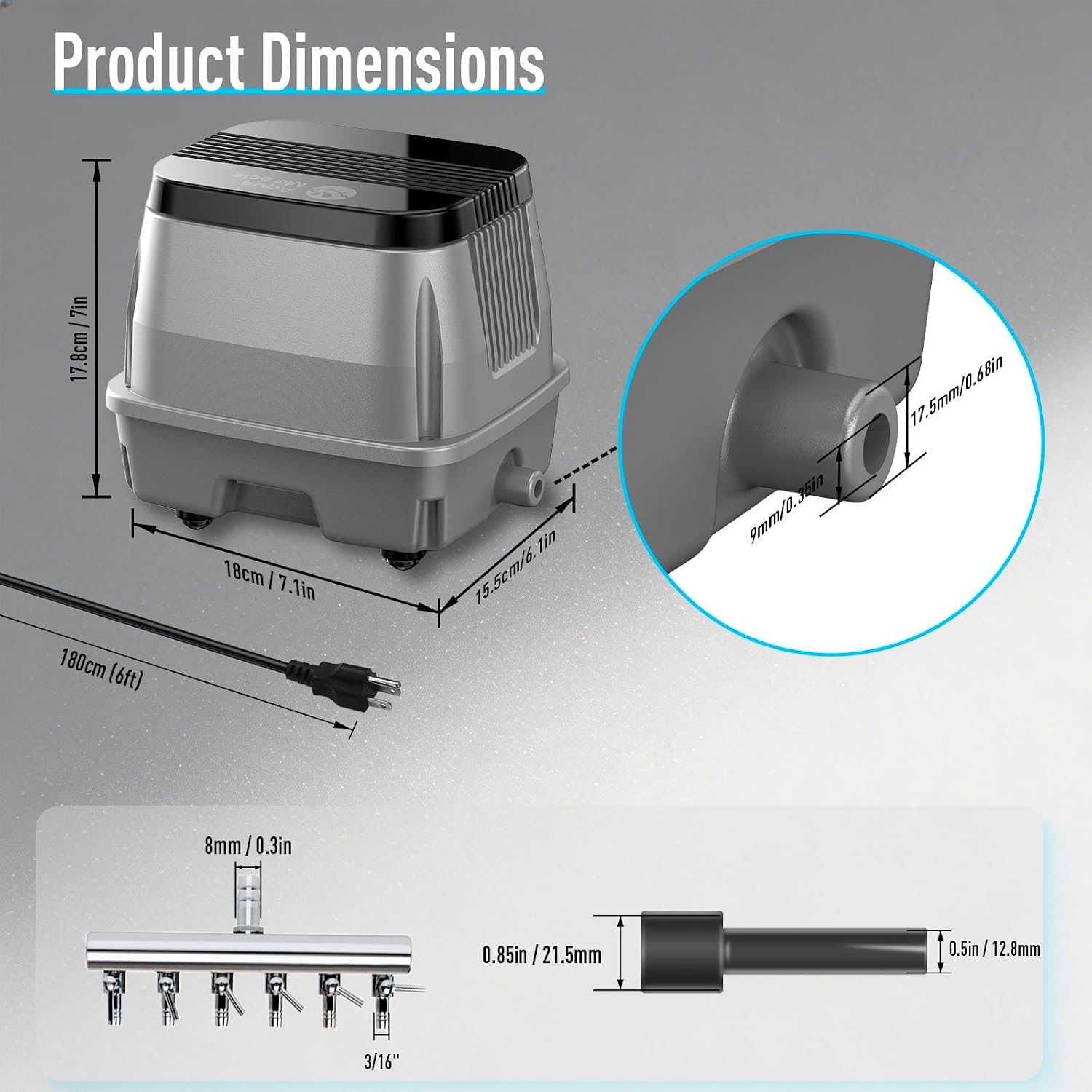 Vibration absorbing silicone feet of AquaMiracle air pump