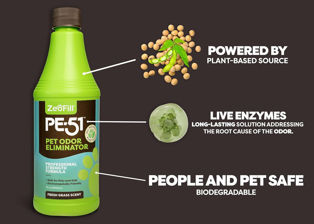 Zeofill PE-51 pet yard smell remover live liquid enzyme formula details