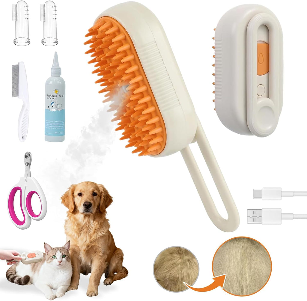Petayouj 4-in-1 steam grooming brush front view