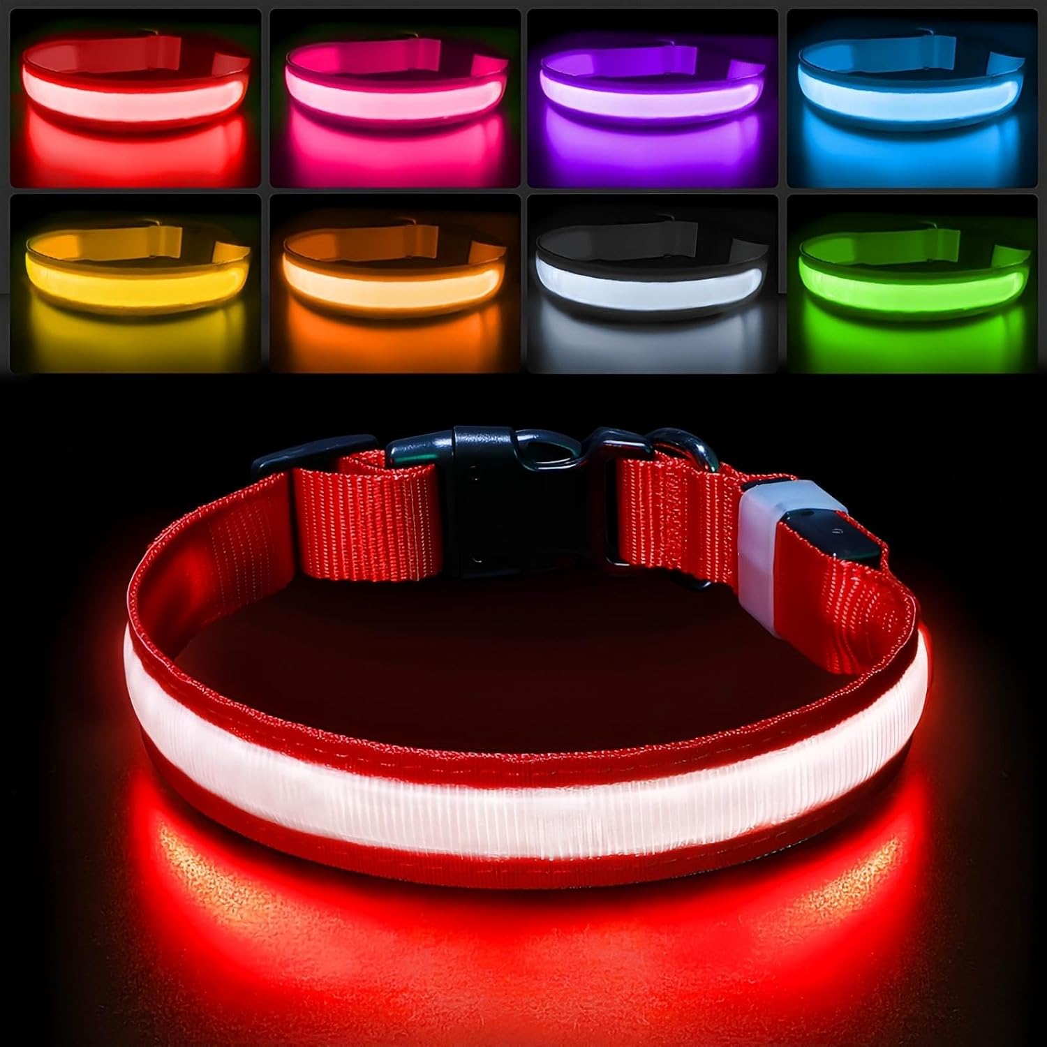 PcEoTllar Light up Dog Collar for Night Walking - LED Dog Collar Light Rechargeable Color Changing, Glow in the Dark Dog Collars Waterproof Glowing Dog Collars for Large Small Medium Dogs - Image 10