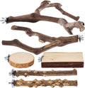 LIMIO 6-Piece Bird Perch Set - Natural Wood Grape Sticks, Paw Grinding Forks, Bird Stand & Toys for Parakeets, Cockatiels, Conure, Budgies - Image 1
