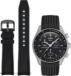 Strap for Moonswatch Watch,Lengthening No Gap Silicone Establishment Pattern Strap for Omega X Swatch Speedmaster Moonswatch Watch,Quickly Release Curved End Strap for Swatch Omega Men Women - Image 14