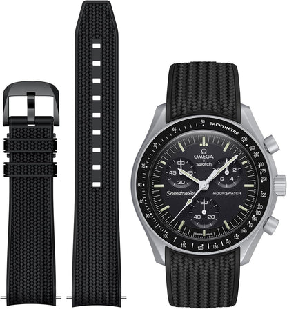 Strap for Moonswatch Watch,Lengthening No Gap Silicone Establishment Pattern Strap for Omega X Swatch Speedmaster Moonswatch Watch,Quickly Release Curved End Strap for Swatch Omega Men Women - Image 14