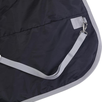 Rear view of the LEAFOREST mini equine blanket detailing the detachable and adjustable nylon leg straps.