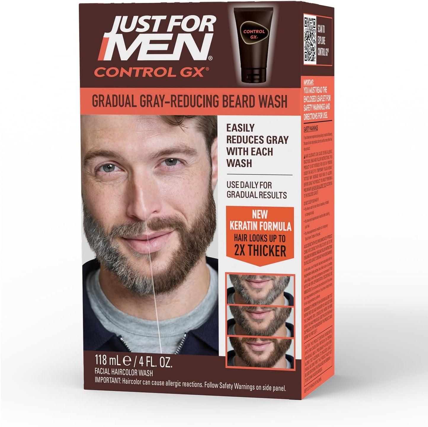 Just For Men Control GX Grey Reducing Beard Wash front packaging view