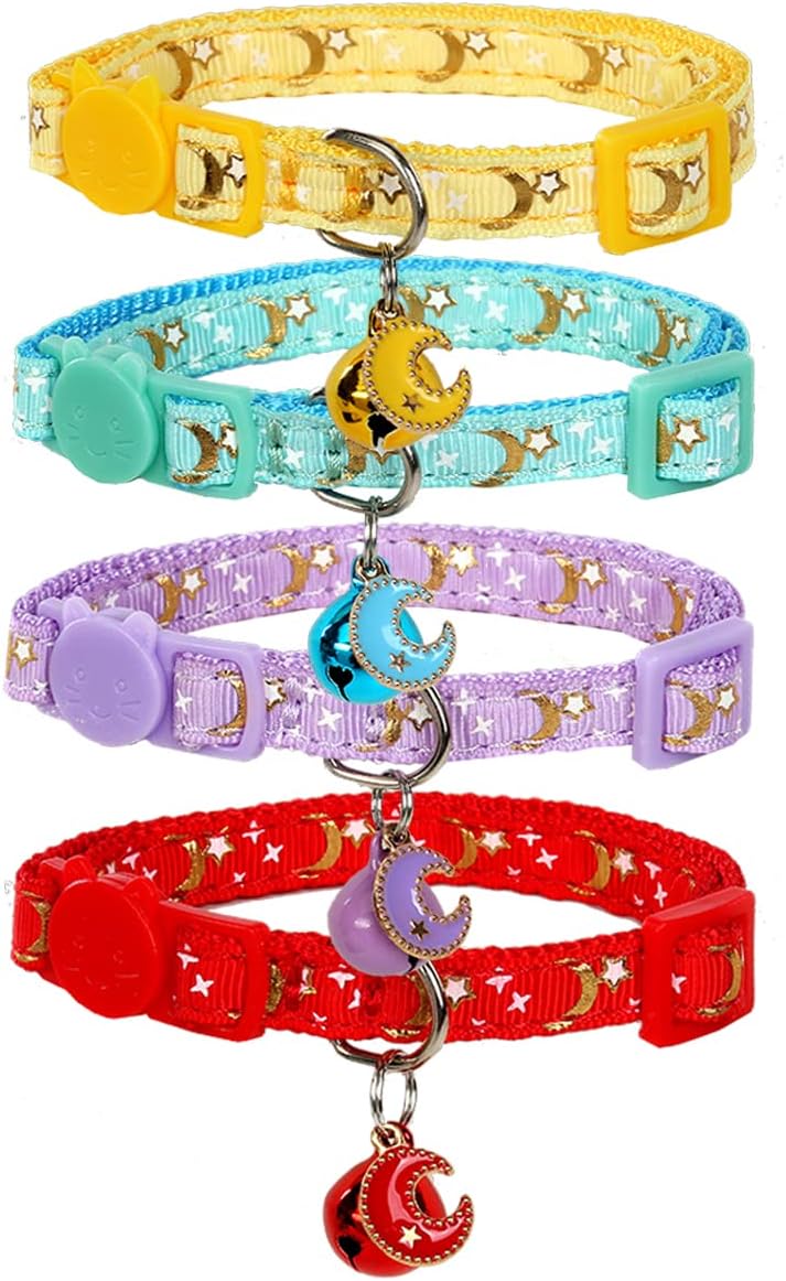 Yizepet cherry pattern breakaway cat collar with silver bell attachment view