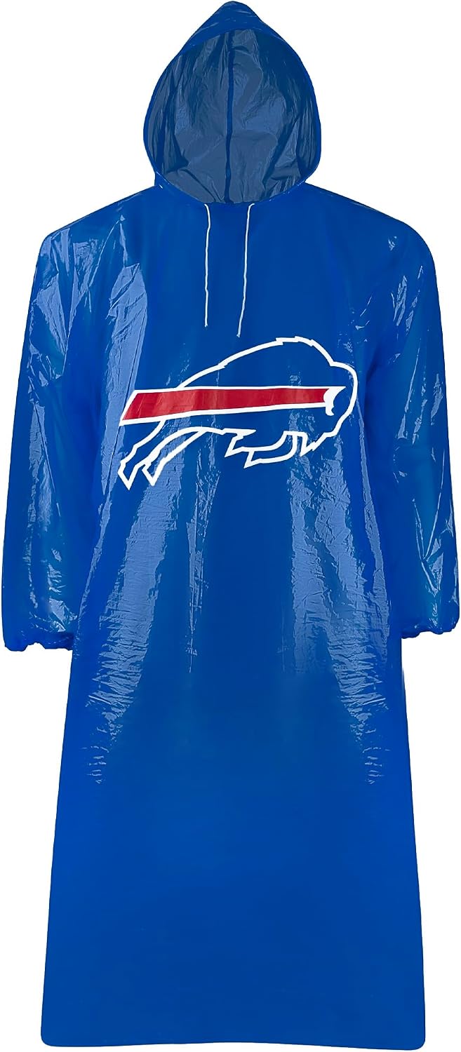NFL Waterproof Rain Poncho for Adults, Sporty, Elastic Sleeves and Drawstring Hood, Unisex Rain Coat - Image 12
