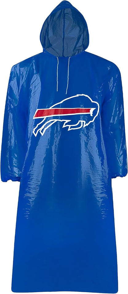 NFL Waterproof Rain Poncho for Adults, Sporty, Elastic Sleeves and Drawstring Hood, Unisex Rain Coat - Image 12