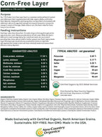 Certified organic seal on New Country Organics chicken feed packaging.