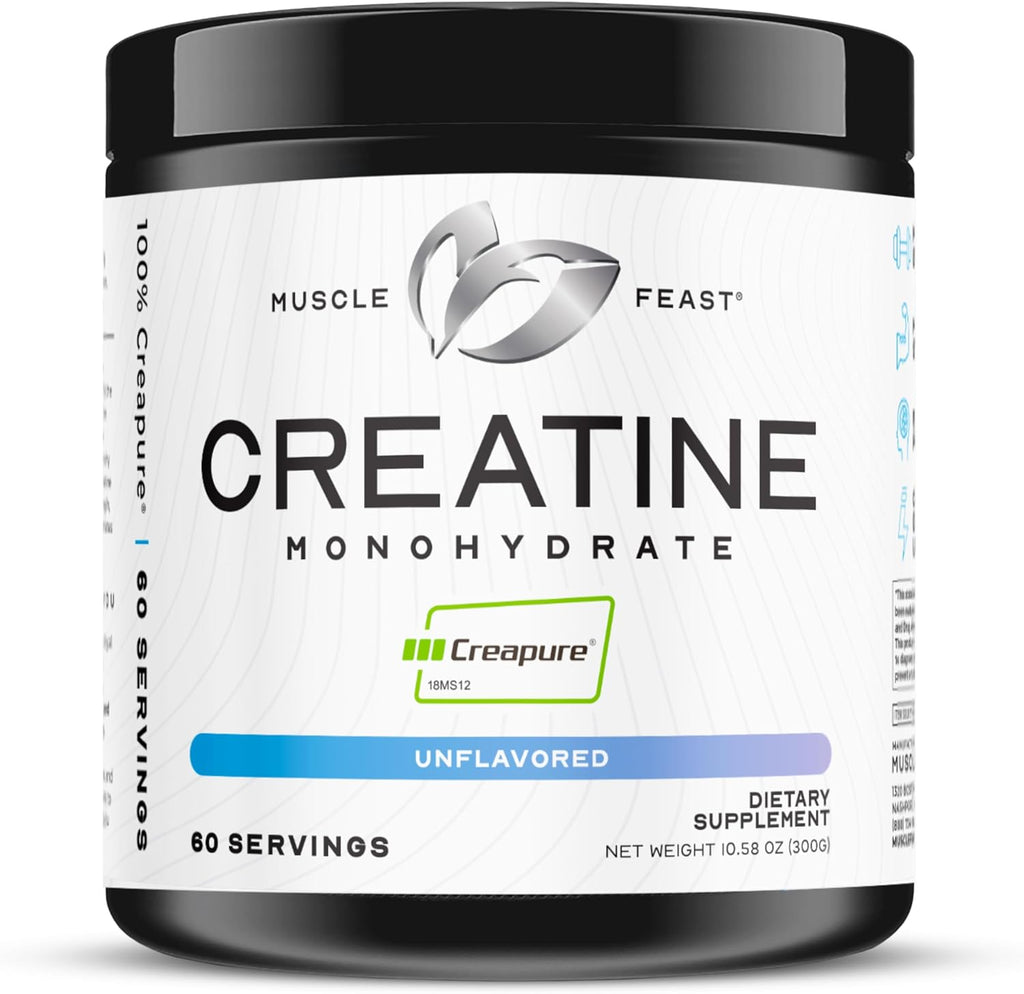 Muscle Feast Creapure Creatine Monohydrate Powder front view container