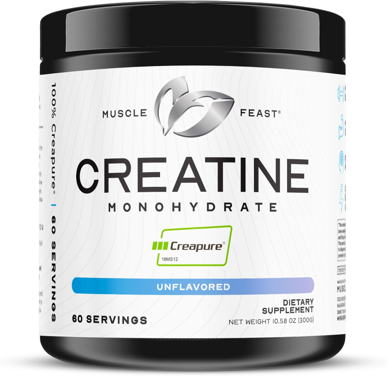 Muscle Feast Creapure Creatine Monohydrate front view 300g container