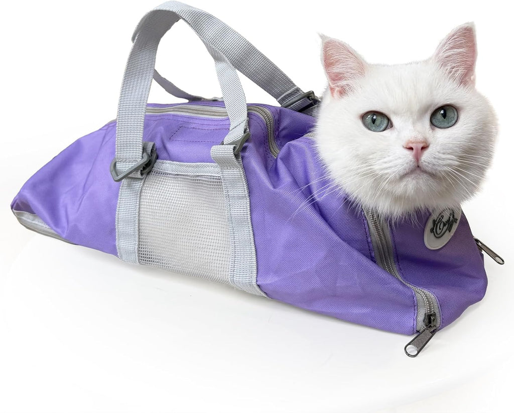 Cinf Cat Nail Clipping Cleaning Grooming Restraint Bag No Scratching Biting for Bathing Nail Trimming Injecting Examining(Blue,M) - Image 11