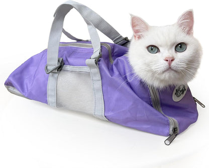 Cinf Cat Nail Clipping Cleaning Grooming Restraint Bag No Scratching Biting for Bathing Nail Trimming Injecting Examining(Blue,M) - Image 11
