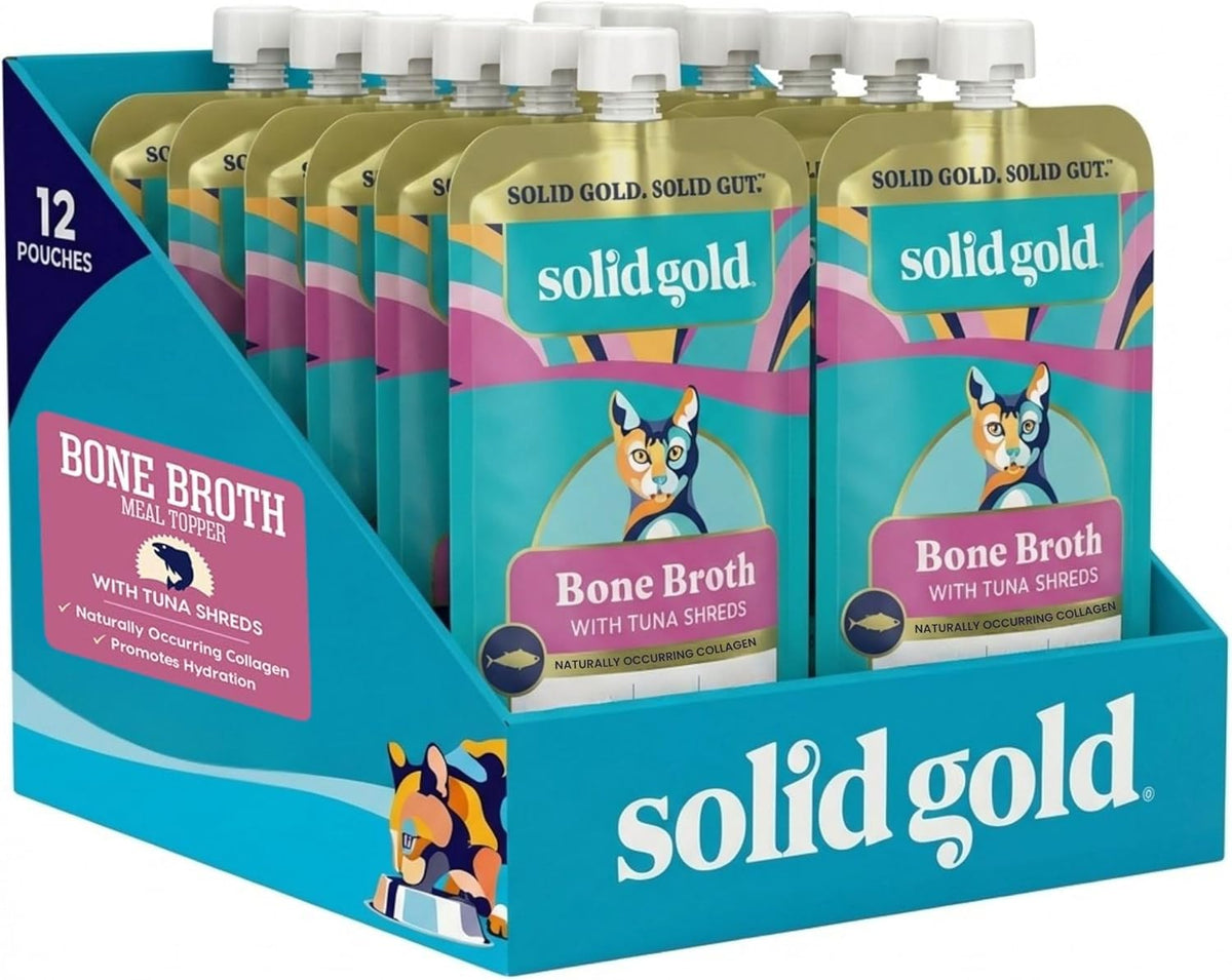 Solid Gold Bone Broth Cat Food Topper - Limited Ingredient Lickable Cat Broth Pouches w/Chicken Protein Shreds & Collagen for Hydration & Gut Support - Easy to Serve Gravy for Cats Meal Topper - 12ct - Image 10