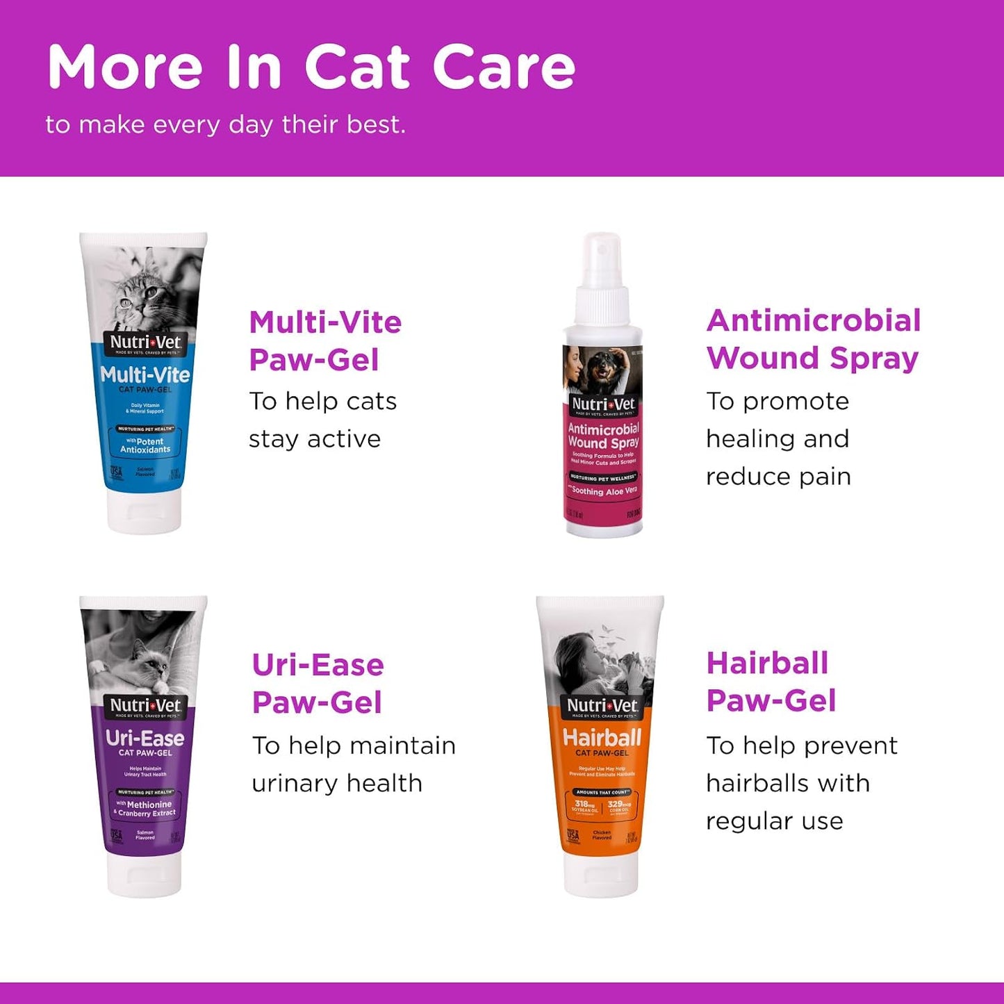 Authentic Nutri-Vet cat grooming product packaging