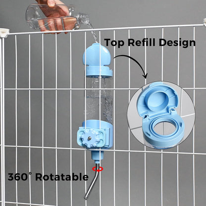 Vannon Top Fill Small Animal Water Dispenser for Cage, 23oz Auto Feeding Crate Water Bottle for Rabbit, Chinchilla, Ferret, Guinea Pig, Squirrel, Hedgehog, Pet Nozzle Diameter: 10mm, BPA Free, Blue - Image 9