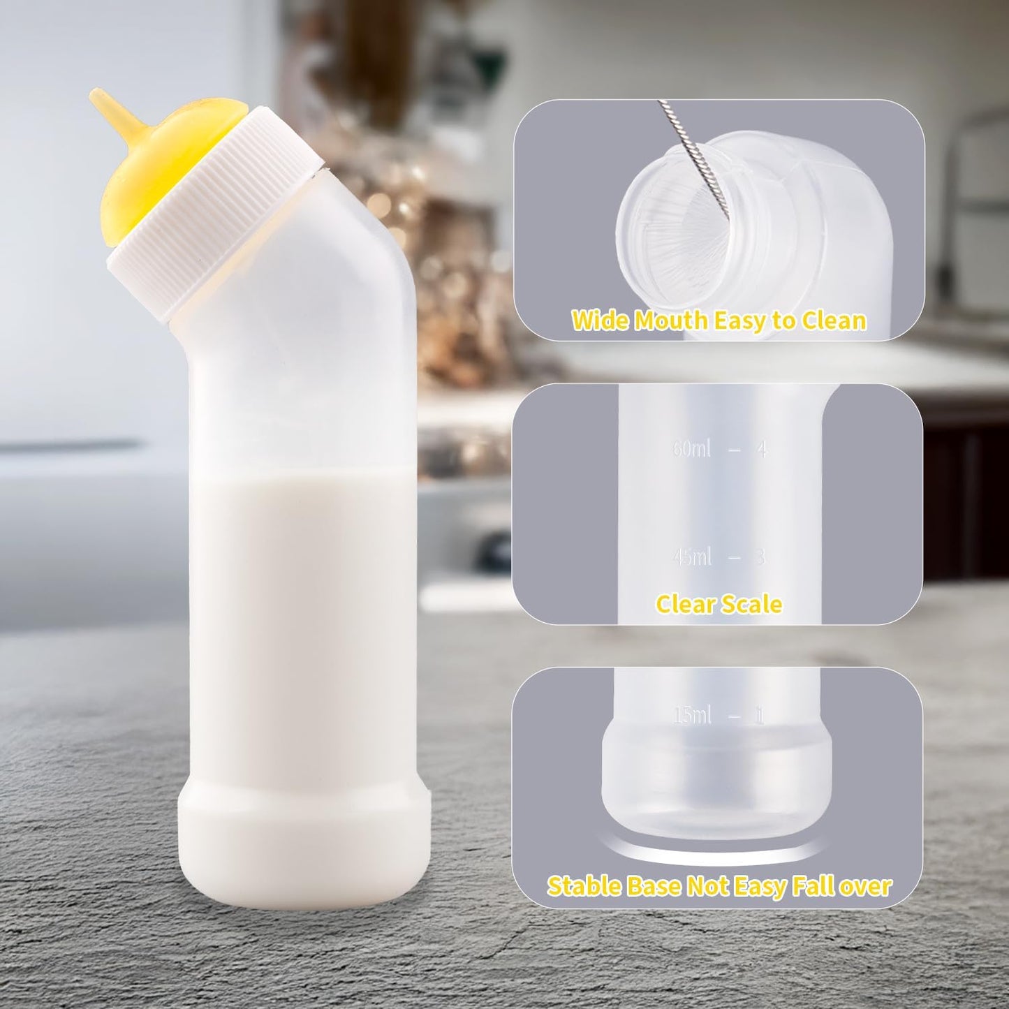 Complete Jainsons kitten bottle feeding kit layout with bottle, replacement nipples, and brush.
