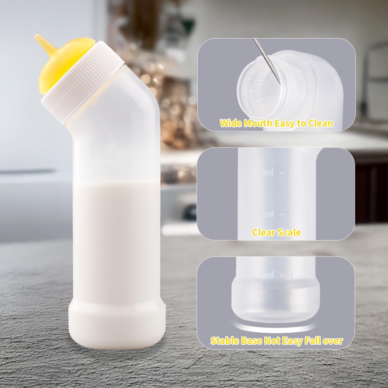 Complete Jainsons kitten bottle feeding kit layout with bottle, replacement nipples, and brush.