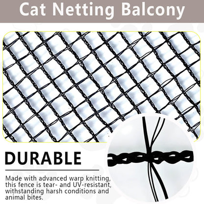 Side view of Poyee cat netting showing weather resistant material