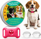 Cijoaui Dog Collar Pendant Pink front view attached to a standard pet collar.