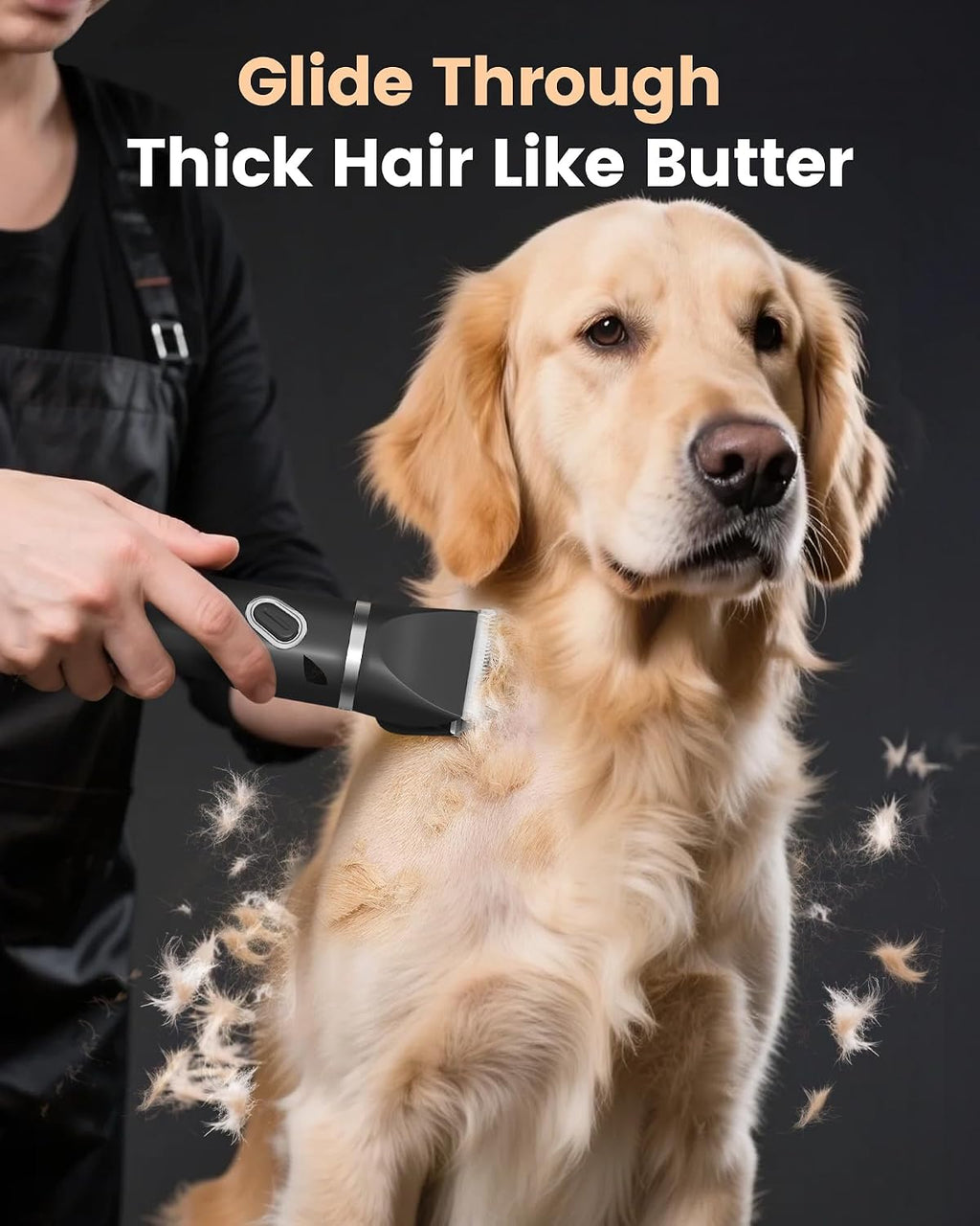 Heavy duty dog clippers with standard cutter head attached for full body trimming on thick coats.