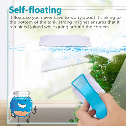 Neptonion fish tank glass cleaner being guided along the outside of an aquarium panel.