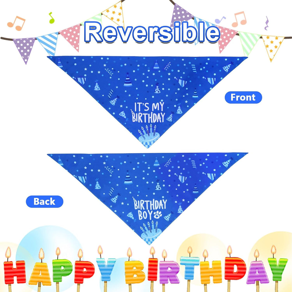 Dog Birthday Party Supplies, Blue Dog Birthday Set with Hat Bandana Numbers for Large Medium Boy Pets Puppy - Image 9