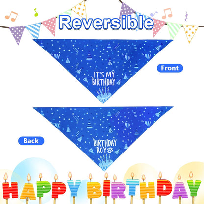 Dog Birthday Party Supplies, Blue Dog Birthday Set with Hat Bandana Numbers for Large Medium Boy Pets Puppy - Image 9