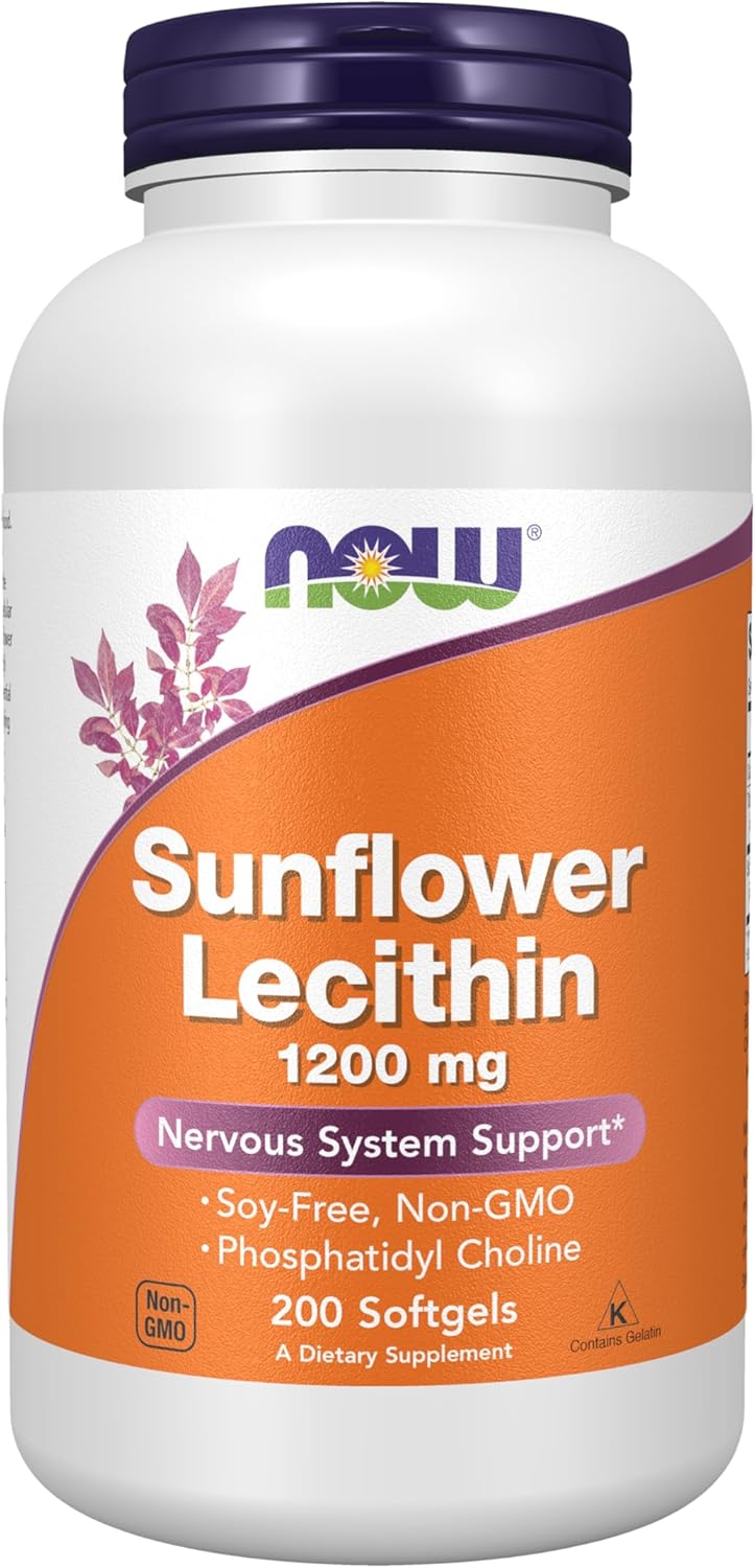 NOW Foods non GMO sunflower lecithin 1200 mg 100 softgels authentic imported stock bottle