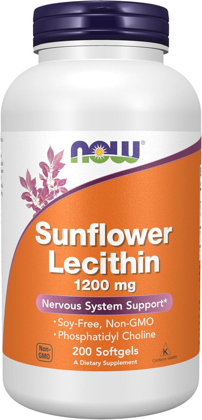 NOW Foods non GMO sunflower lecithin 1200 mg 100 softgels authentic imported stock bottle