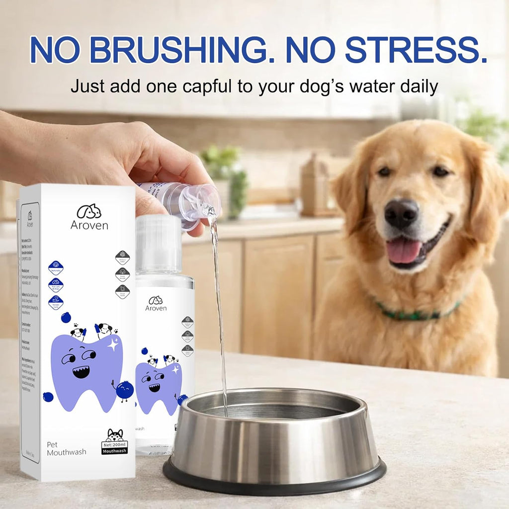 Aroven Pet Mouthwash pack of two bottles showing specialized dental formula