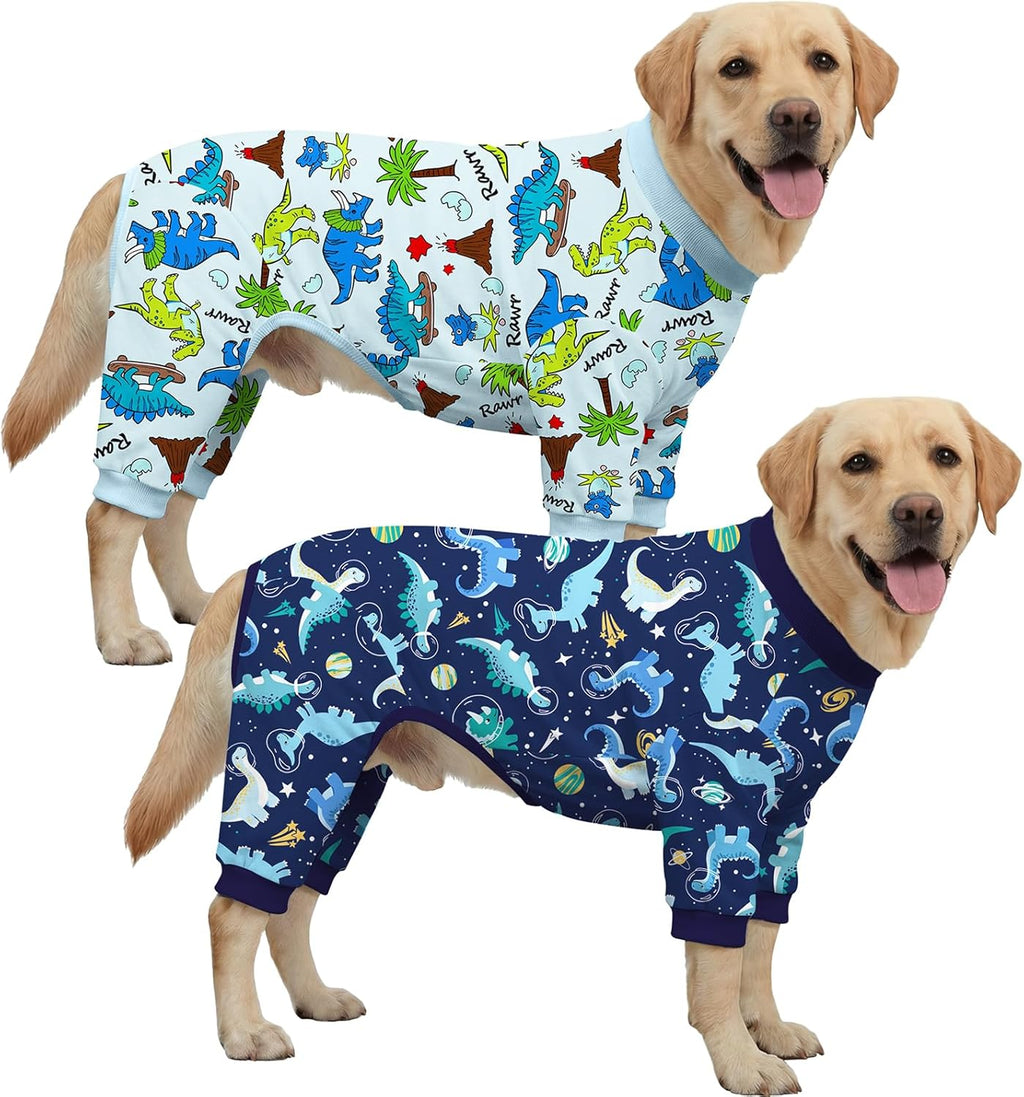 XPUDAC 2 Pack Dog Pajamas for Medium Large Sized Dog, 4-Way Stretch Warm Pet Pjs Onesie Lightweight Soft Jammies Pet Clothes Boy Girl Duck Pig Print, 4XL - Image 15