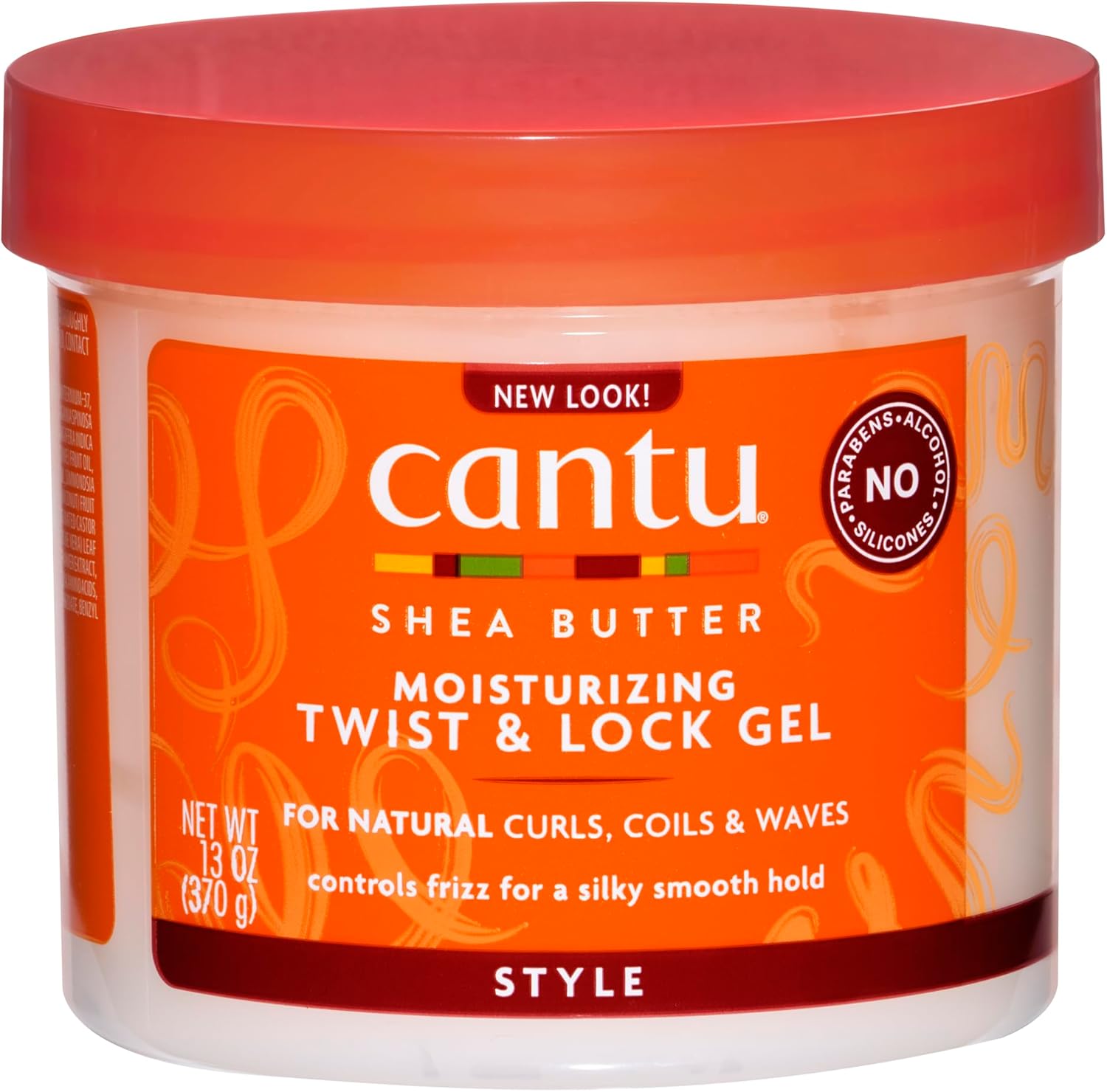 Cantu Shea Butter Moisturizing Twist And Lock Gel front view jar for natural curl definition