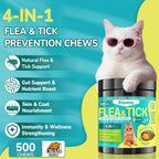 Woyamay natural cat flea treatment chews showing the dual-texture crunchy and creamy kibble details.