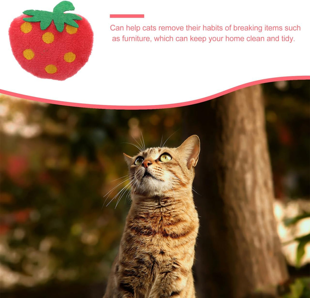 Toddmomy 10 Pack Plush Strawberry Cat Toys 2.16X1.77X0.98In Soft Pet Chew Toys for Indoor Play Interactive Cat Plush Toy Helps Prevent Furniture Damage - Image 9