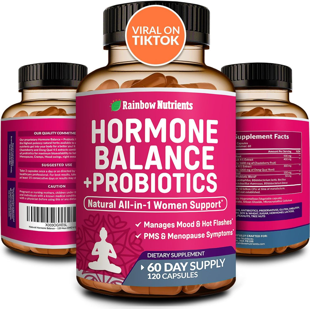 Rainbow Nutrients Hormone Balance And Probiotics front view bottle packaging
