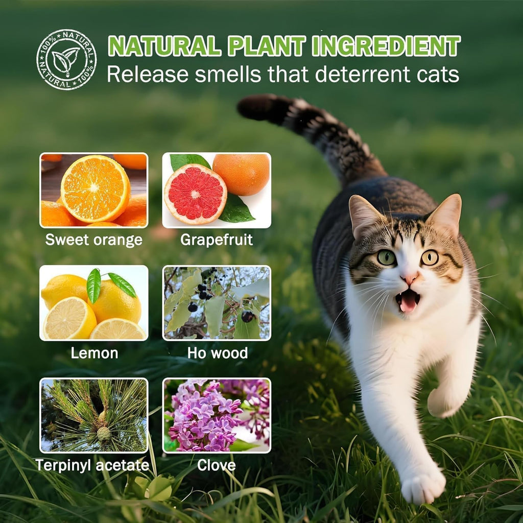 Shiumore cat repellent balls in mesh bags hanging on garden fence