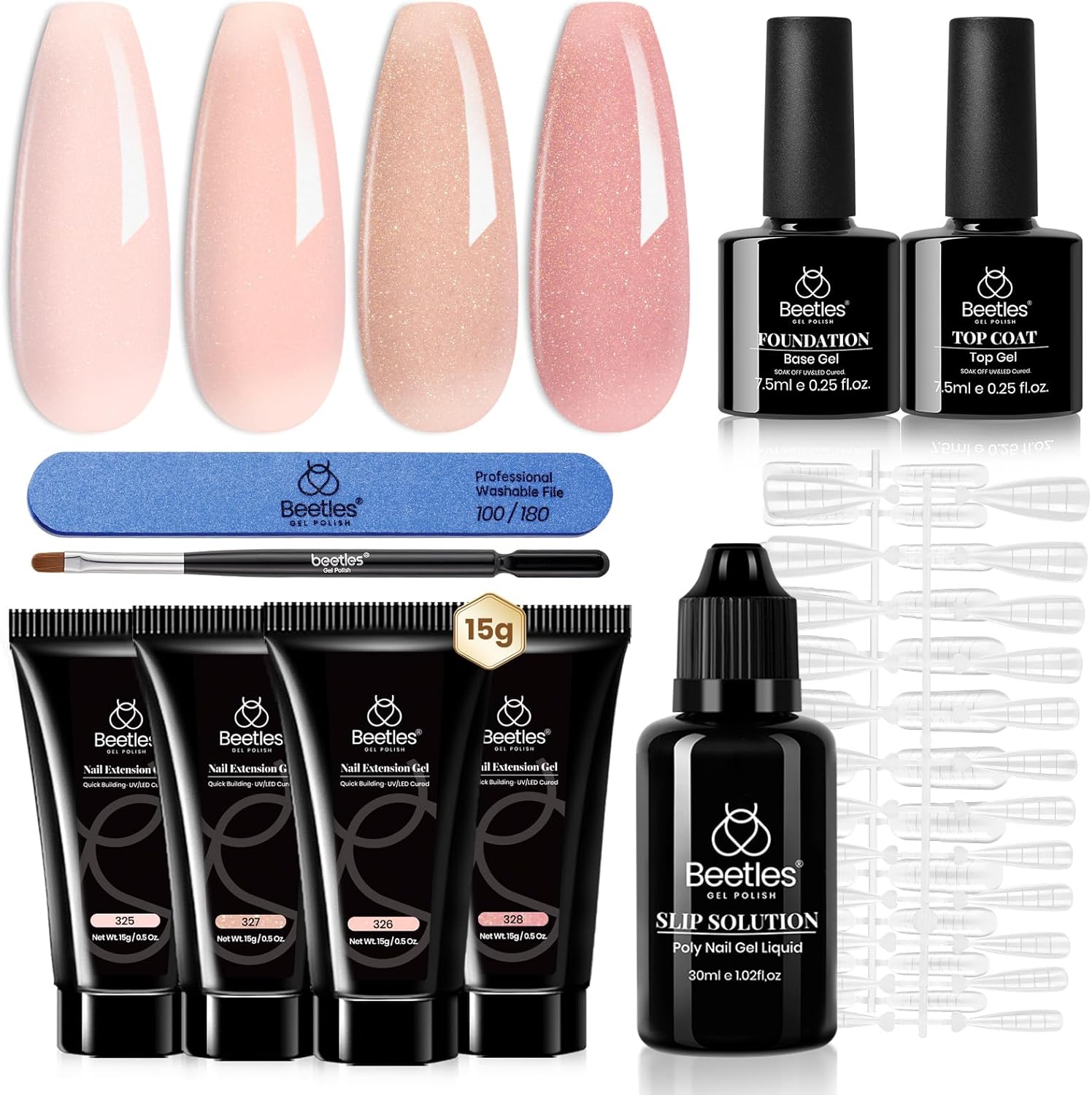 Beetles poly extension gel nail kit box front view