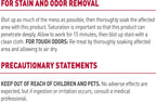 Back label of Nature's Miracle stain and odor remover with usage instructions
